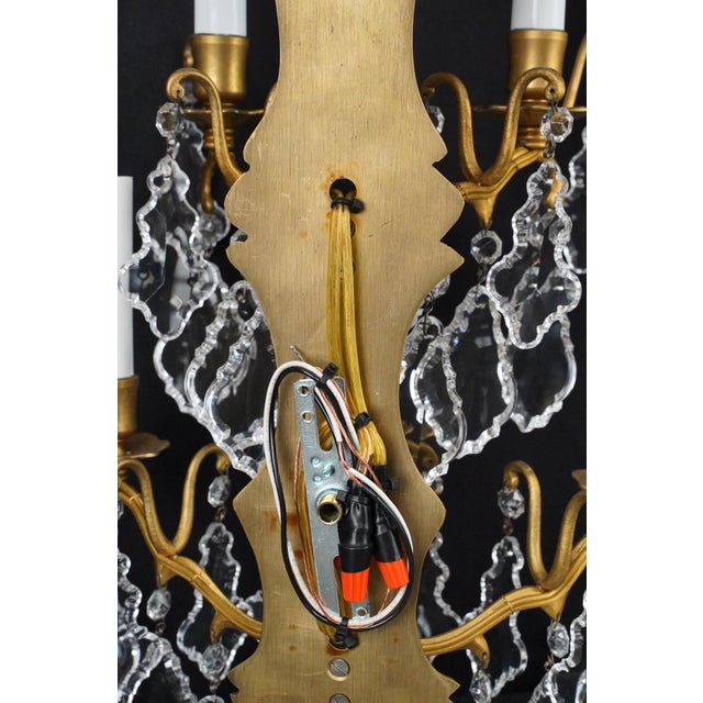 Mid 20th Century Pair of Restored French Plaza Hotel Crystal Wall Sconces For Sale - Image 10 of 10