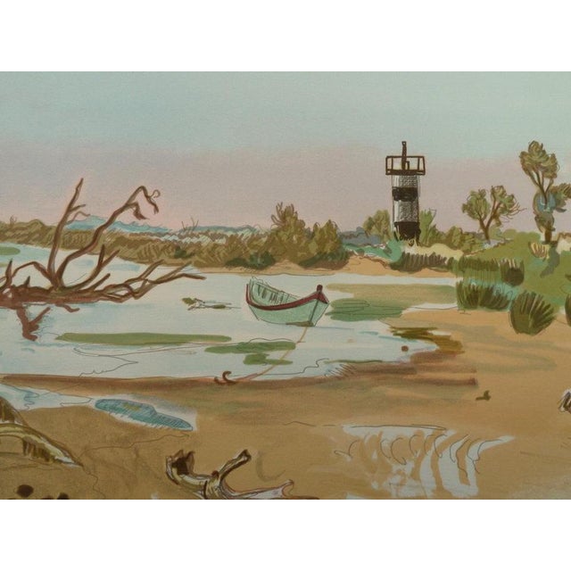 Yves Brayer (1907-1990) Boat on the Little Rhône Original color lithograph Signed in pencil Limited edition of 242 copies...