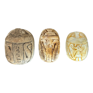 Vintage Boho Carved Egyptian Scarabs - Set of 3