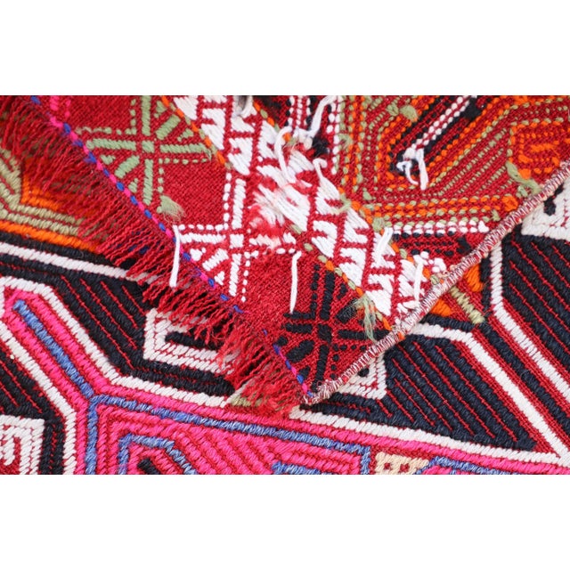 Pink 1970s Anatolian Hand-Knotted Chevron Pattern Kilim For Sale - Image 8 of 9
