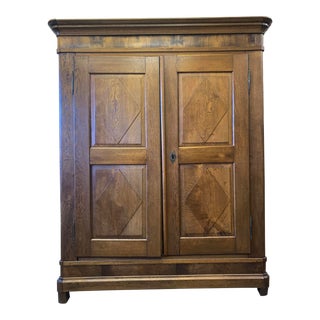 19th Century Traditional Light Oak Armoire For Sale