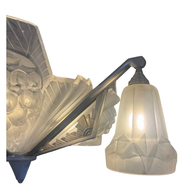 Silver Art Deco Chandelier by Henri Petitot, 1930 For Sale - Image 8 of 18