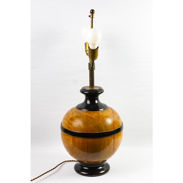 Turned Wooden Ball Lamp Base with Two Lights, 1980s For Sale - Image 4 of 11
