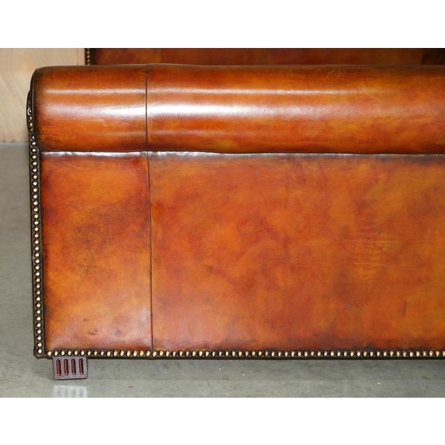 European King Bed Frame in Hand-Dyed Brown Leather from Ralph Lauren For Sale - Image 4 of 18