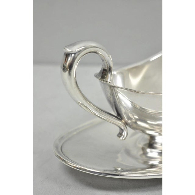 Victorian Vintage Gorham Y430 Victorian Silver Plated Gravy Sauce Boat W / Dish For Sale - Image 3 of 10