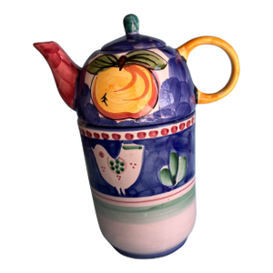 Vintage Vietri Solimene Campagna Italian Pottery "Pollo" Teapot & Mug