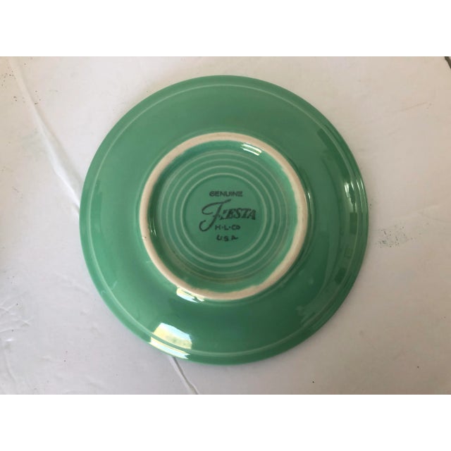 Modern Fiesta Ware Green Coffee Cups & Saucers - a Pair For Sale - Image 3 of 5