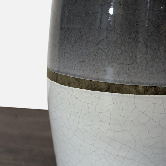 Modern Currey & Company Modern Ceramic Table Lamp With Drum Shade For Sale - Image 3 of 6