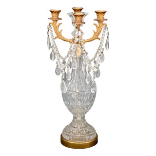 Louis XV Style Gilt Metal and Cut Crystal Candelabrum For Sale