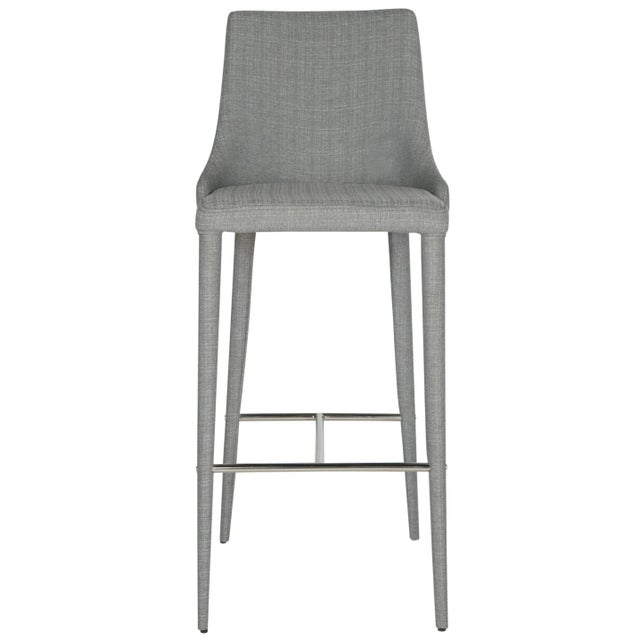 Contemporary Upholstered Barstool in Grey & Chrome For Sale In New York - Image 6 of 6