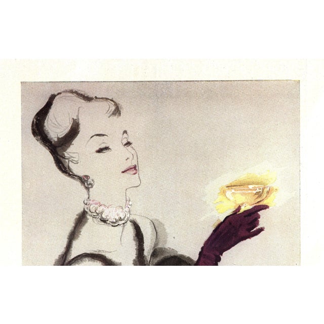 This is a 1948 Mid-Century advertisement print for champagne that originally appeared in a French magazine of the time. It...