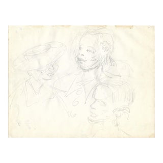 1955 Marianna Van Rossen Hoogendyk Portrait Studies Drawing For Sale