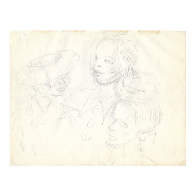 1955 Marianna Van Rossen Hoogendyk Portrait Studies Drawing For Sale