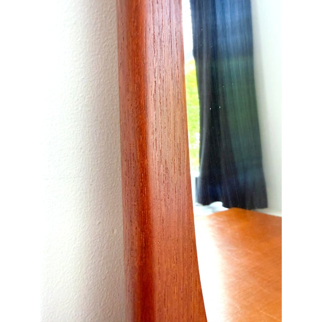 Brown Vintage Scandinavian Modern Teak Wall Mirror attributed to Aksel Kjersgaard, 1960s For Sale - Image 8 of 9
