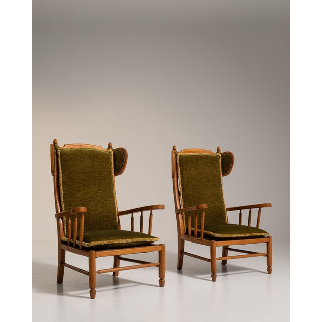 1970s Brown Wood Pair of Lounge Chairs For Sale - Image 16 of 16