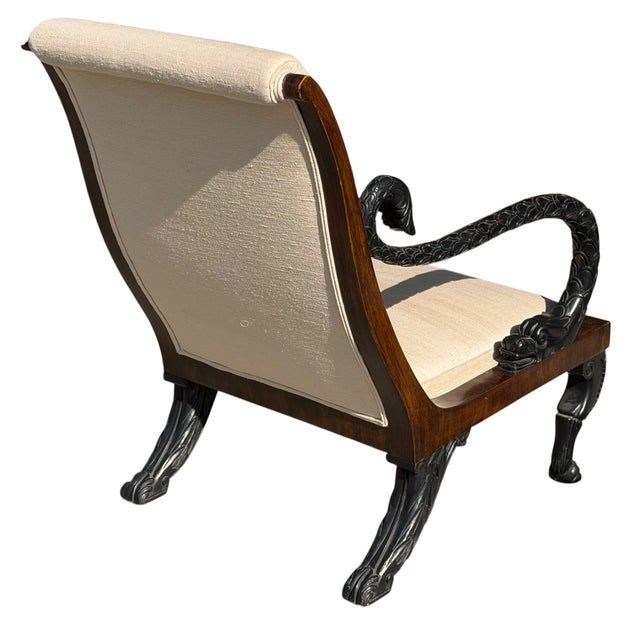 Quatrain for Dessin Fournir Italian Empire Style Serpent Armchair. 1 of 2 available with this upholstery.