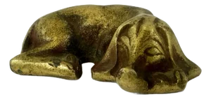 Art Deco Brass Sleeping Dog Figurine from Küster-Perry, 1930s