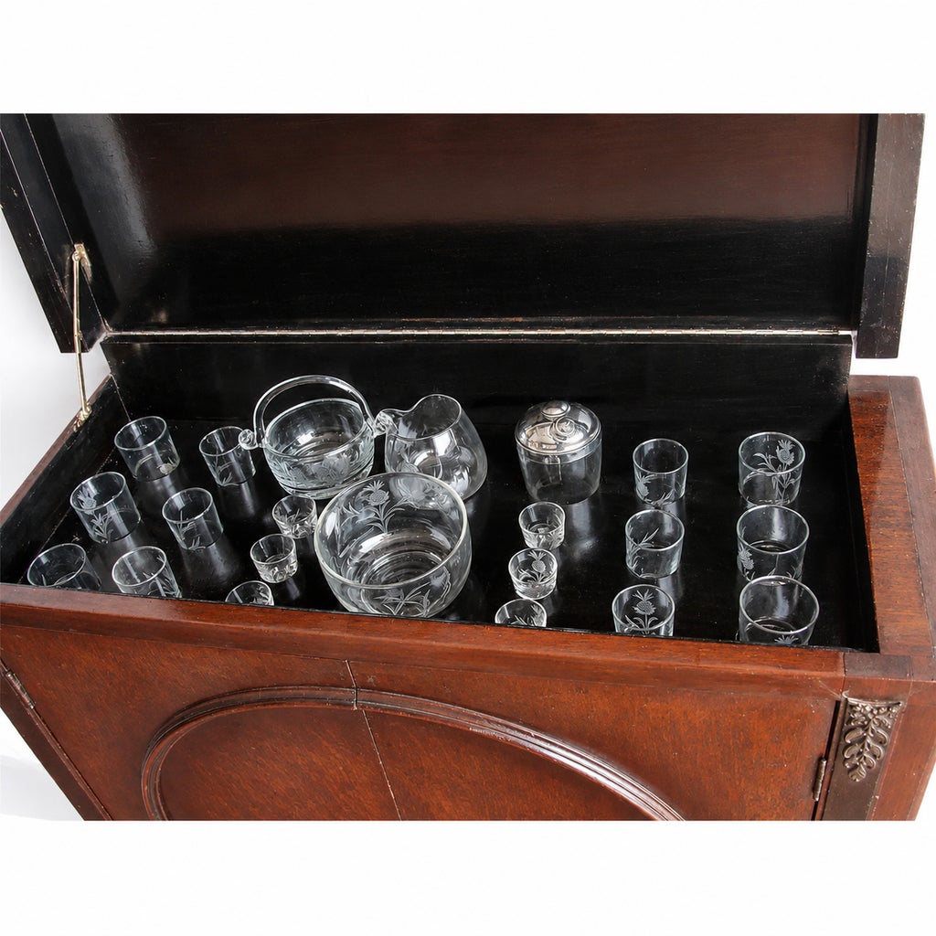 Vintage Mahogany Cocktail Bar Cabinet With Mirrored Displays and Glassware Javit — view 7