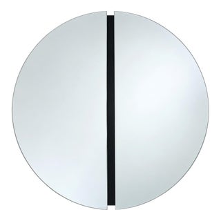 Modern Minimalist Split Circle Wall Mirror With Black Center For Sale