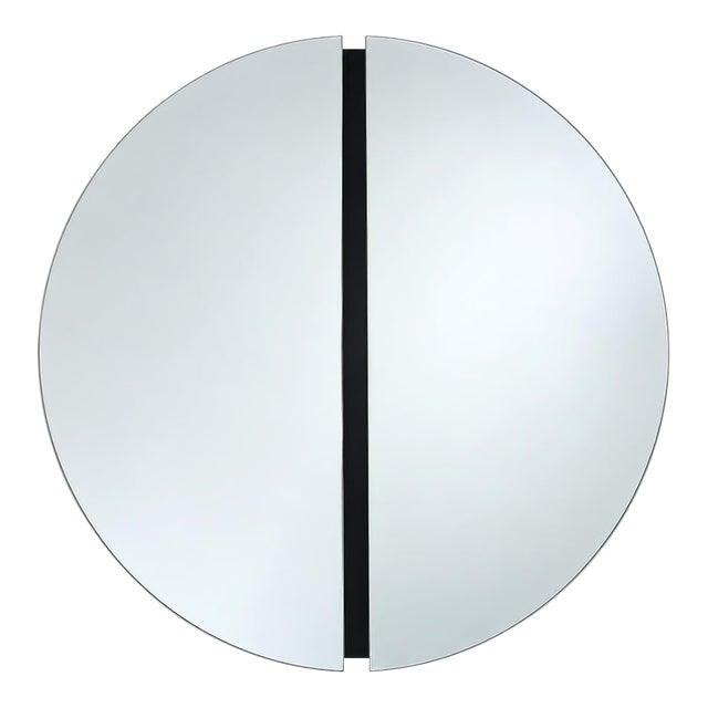 Modern Minimalist Split Circle Wall Mirror With Black Center For Sale