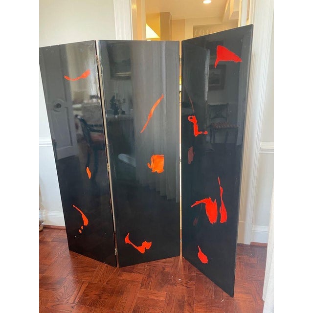 Modern Asian Three Panel Screen | Chairish