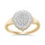 Contemporary 10K Yellow Gold 1/2 Cttw Round & Baguette Cut Diamond Pear Shaped Domed Pav�� Cluster with Halo Cocktail Ring (J-K Color, I1-I2 Clarity) - Size 8 For Sale - Image 3 of 7