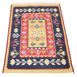 Mid-Century Wool Reversible Kelim Brussels Style Rug, 1960s