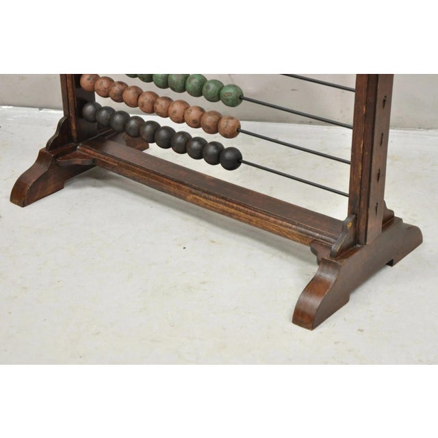 Wood Large Vintage Mongolian Wooden Math Abacus With Painted Wooden Balls For Sale - Image 7 of 9