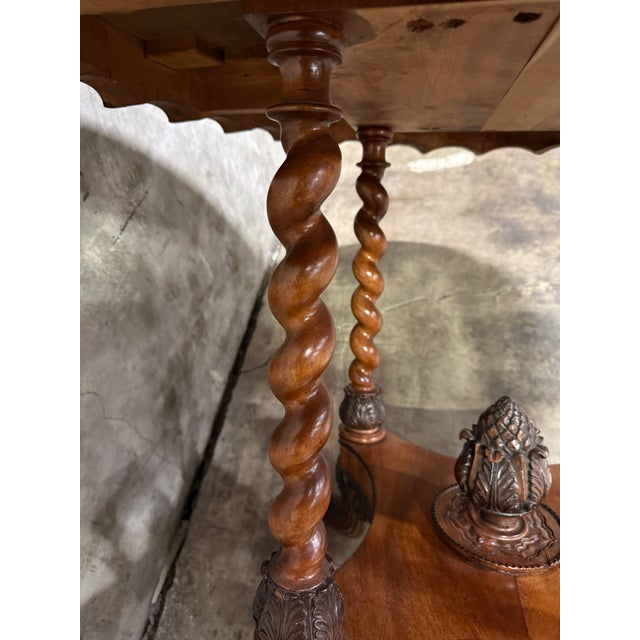 Antique Renaissance Revival Oval Center Hall Table Barley Twist For Sale - Image 9 of 9