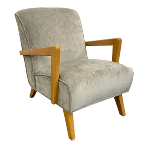 Mid 20th Century Reupholstered Arm Chairs in Teal Velvet