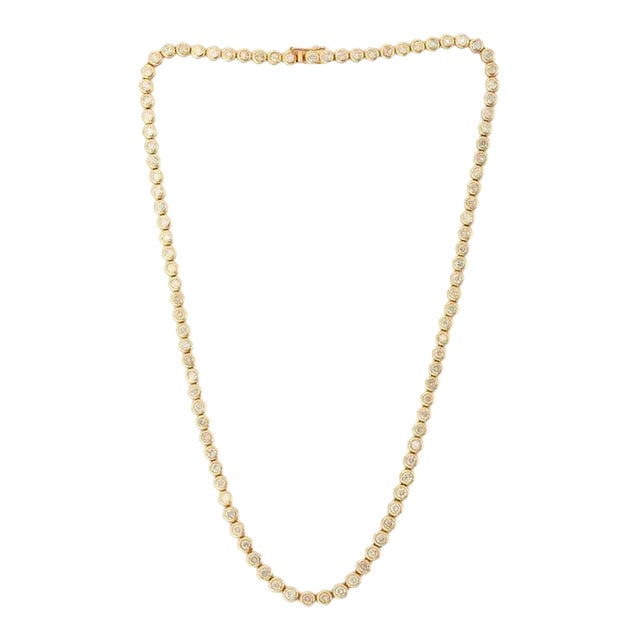 7.35 Carats Natural Diamond 18k Gold Wedding Tennis Necklace for Her by VRJewels For Sale - Image 4 of 14
