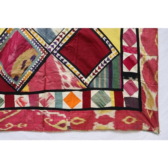 Vintage Embroidered Uzbek Wall Hung Patchwork Tapestry, 1920s For Sale - Image 10 of 12