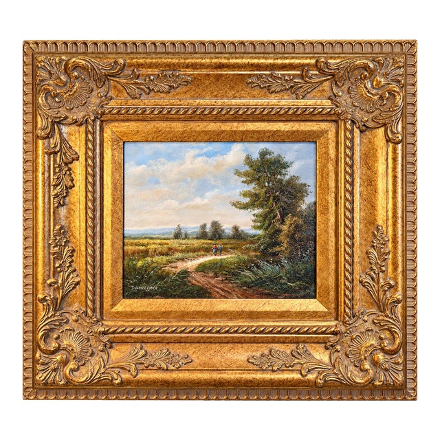 1990s Jean Daumier Original French Impressionist Oil Painting on Canvas | Countryside Landscape | Ornate Gilded Frame For Sale