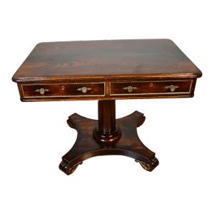 1890 Antique English Rosewood Applied Bronze Center Table / Sofa Table