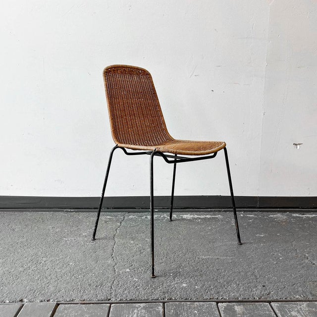 Black Vintage Metal and Wicker Chair For Sale - Image 8 of 18