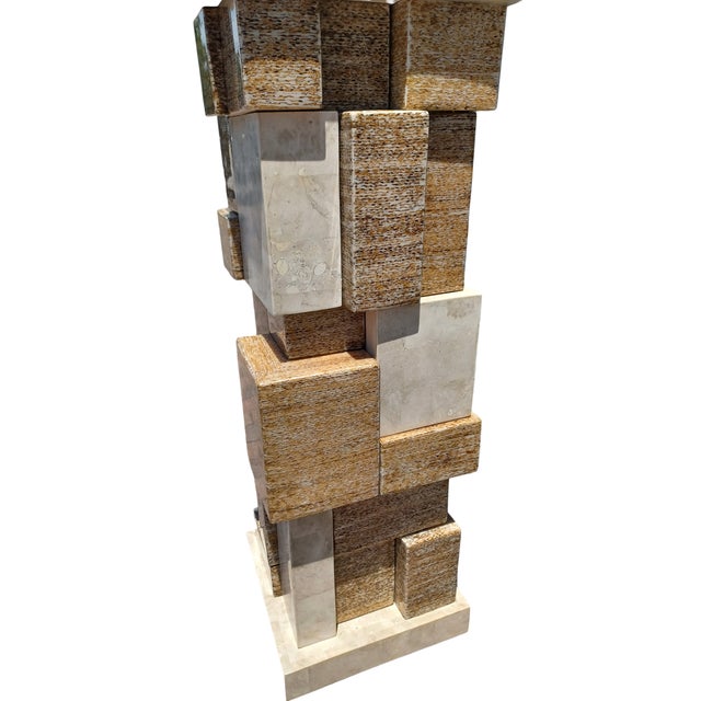 Postmodern Vintage Postmodern Tesselated Pedestal by Marquis of Beverly Hills For Sale - Image 3 of 4
