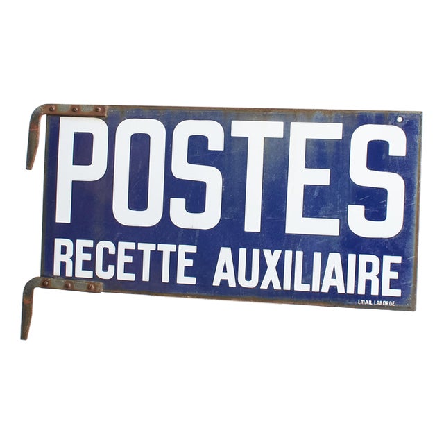 Antique French Enamel Post Office Metal Sign, 1950s For Sale