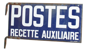 Antique French Enamel Post Office Metal Sign, 1950s