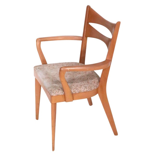 Mid-Century Modern Mid Century Heywood Wakefield Cat's Eye Champagne Model Dining Height Arm Chair M 1553 C For Sale - Image 3 of 12