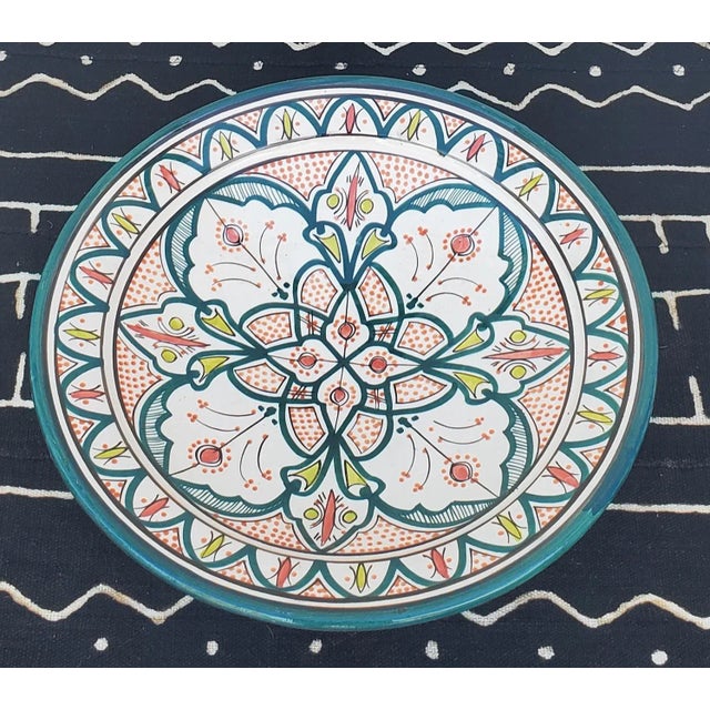 2020s Contemporary Moroccan Hand Painted Pottery Plate, Multi-Color 15 For Sale - Image 5 of 7
