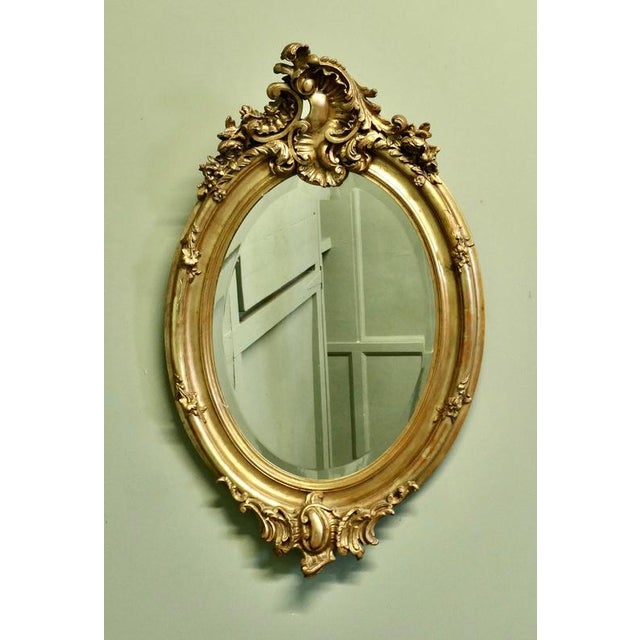 Rococo Large Rococo French Oval Gilt Wall Mirror, 1860 For Sale - Image 3 of 6
