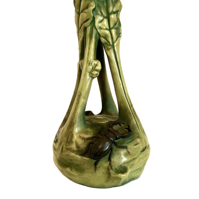 Pair of Art Nouveau Leafy “Beetle” Vases by Bernhard Bloch For Sale In San Francisco - Image 6 of 11