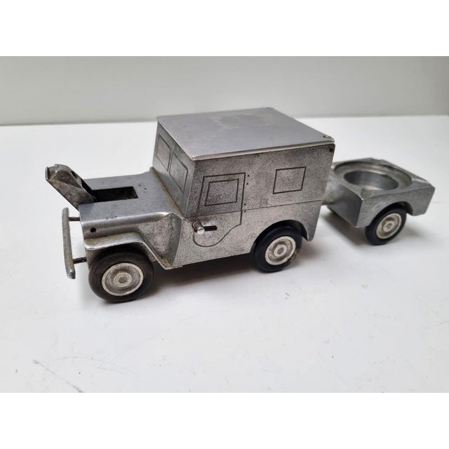 Mid-Century Modern Vintage German WWII Allied Occupation Army Willys Jeep Cigarette Case with Lighter and Ashtray from Walter Baier Company For Sale - Image 3 of 14
