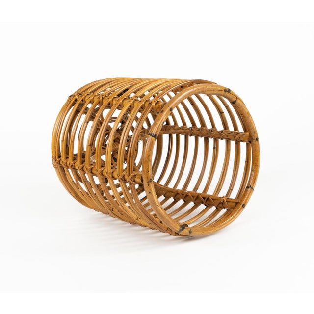 Mid-Century Modern Rattan and Bamboo Stool by Tito Agnoli, Italy, 1960s For Sale - Image 9 of 12