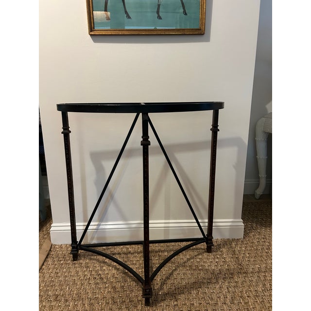 Custom Demi Lune Iron Tables - a Pair For Sale - Image 4 of 10