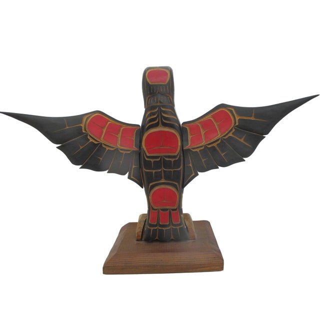 Jimmy Joseph Kwakiutl Eagle Carved Wood Totem Pole Bc Native Sculpture For Sale - Image 13 of 18