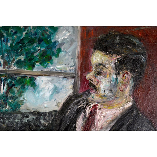 Textile Portrait of the Artist Manuel Neri Heavy Impasto on Linen San Francisco Abstract by Honora Berg For Sale - Image 7 of 12