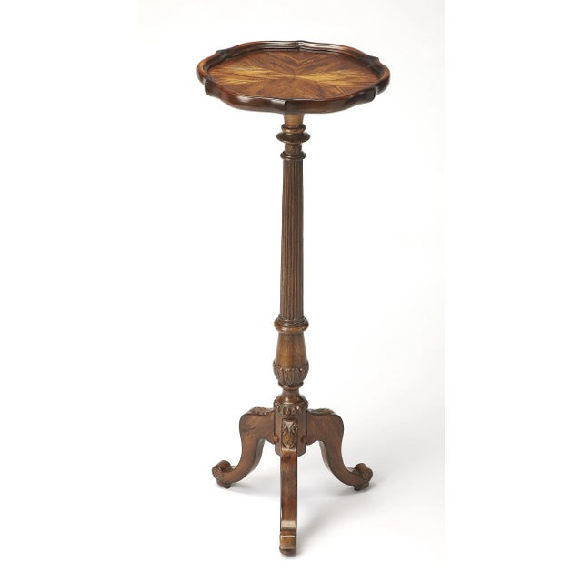 Spritely Home Accent Furniture Chatsworth Pedestal Plant Stand, Medium Brown For Sale - Image 4 of 4