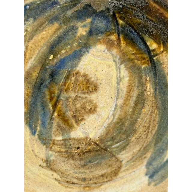 Vintage Studio Pottery Drip Glaze Plate Signed Hand Thrown Cobalt Blue For Sale In Philadelphia - Image 6 of 7