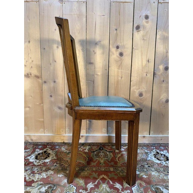 Wood Art Deco Chairs in Green Vinyl, Set of 6 For Sale - Image 7 of 10